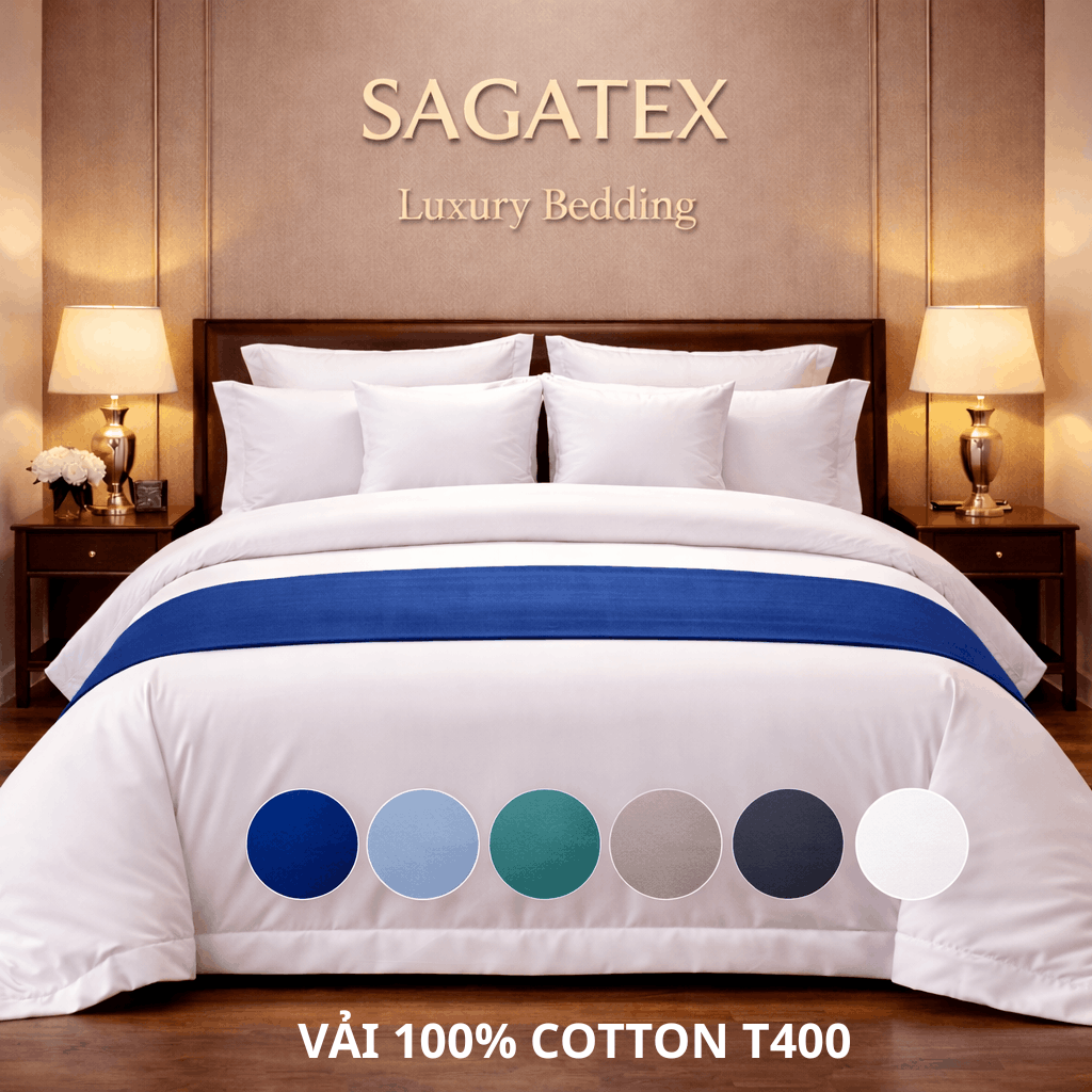Vỏ Chăn Khách Sạn 5 Sao Cao Cấp - SAGATEX, Vải 100% Cotton T400, Mềm Mại, Thoáng Khí, Sang Trọng (Đủ Màu)