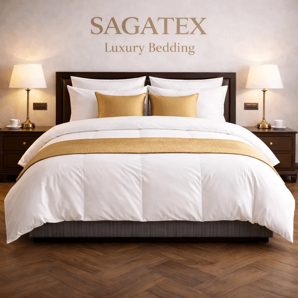 Set Bộ Chăn Ga Khách Sạn 4 Sao SAGATEX, Vải 100% Cotton T300, Mềm Mại, Êm Ái