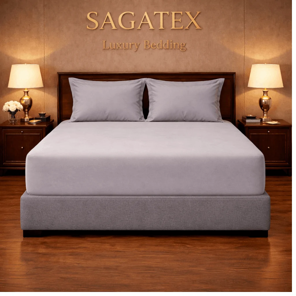Bộ Ga Gối Màu Ghi Xám Nhạt SAGATEX – Vải 100% Cotton T400 - Tiêu Chuẩn Khách Sạn 5 Sao