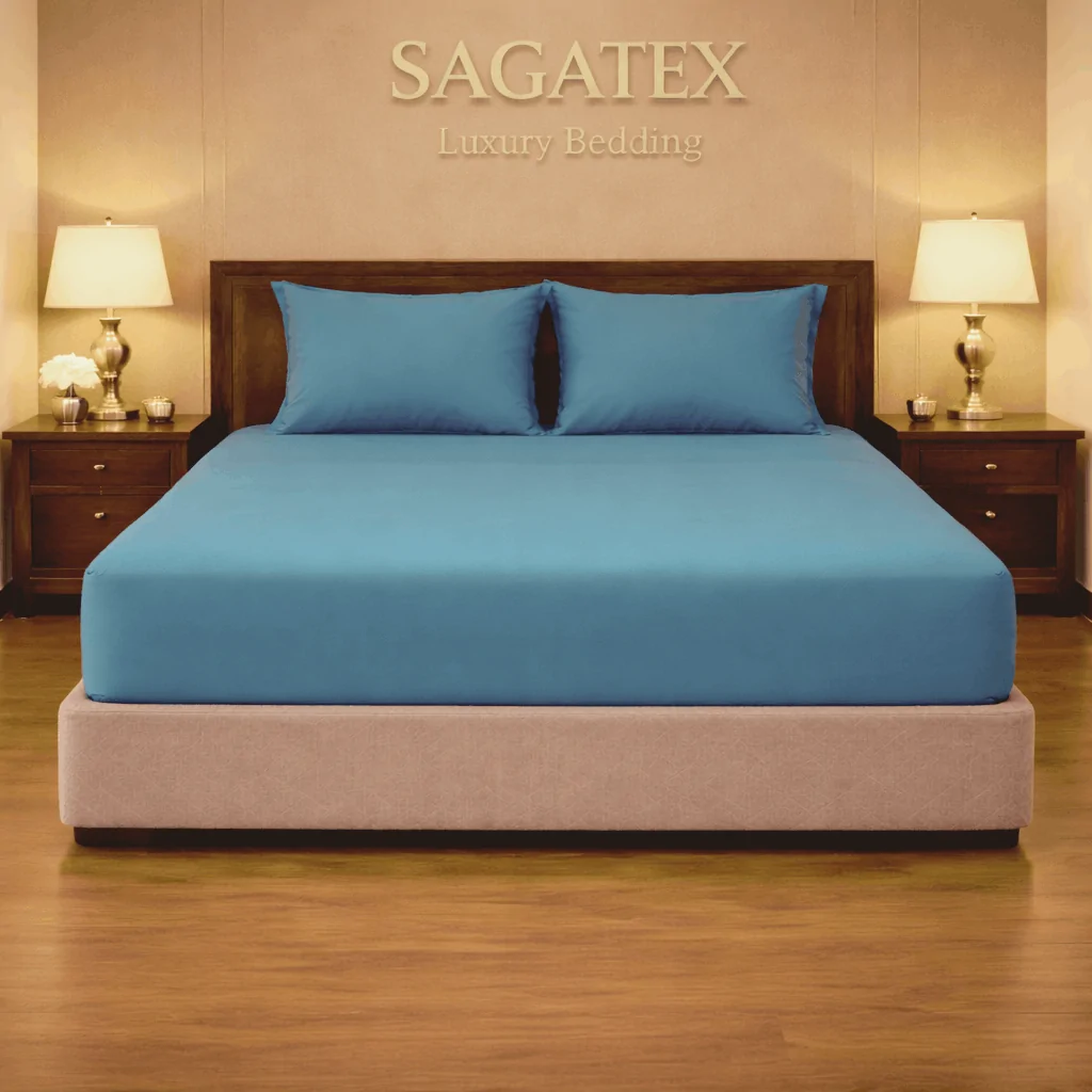 Bộ Ga Gối Cotton Màu Xanh Coban SAGATEX — 100% Cotton T400, Tiêu Chuẩn Khách Sạn 5 Sao