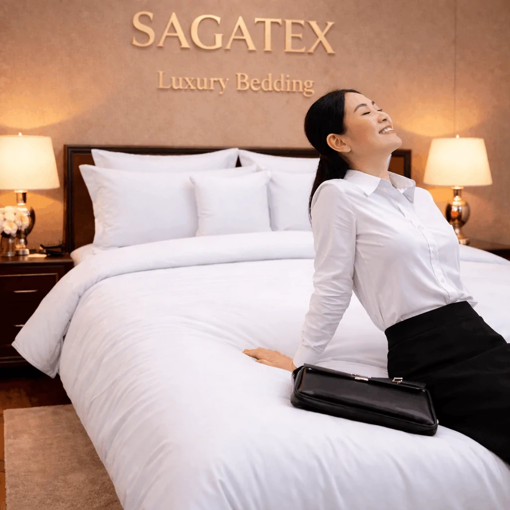 Set Bộ Chăn Ga Khách Sạn 4 Sao SAGATEX, Vải 100% Cotton T300, Mềm Mại, Êm Ái - Ảnh 6